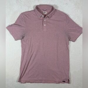 Faherty Size Medium Soft Organic Cotton Pink Striped Polo Shirt